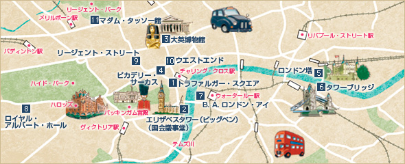 イギリス観光ガイド｜ロンドン中心部　地図