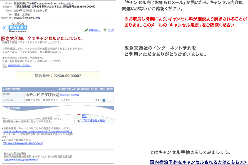 Setp5 キャンセル完了のお知らせメール