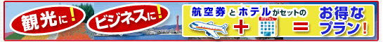 「観光に！」「ビジネスに！」航空券とホテルがセットのお得なプラン！