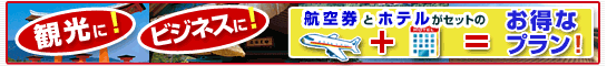 「観光に！」「ビジネスに！」航空券とホテルがセットのお得なプラン！