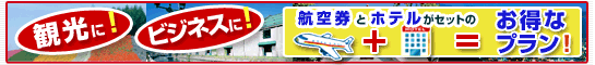 「観光に！」「ビジネスに！」航空券とホテルがセットのお得なプラン！