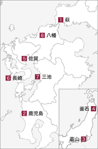 明治日本の産業革命遺産の構成資産マップ