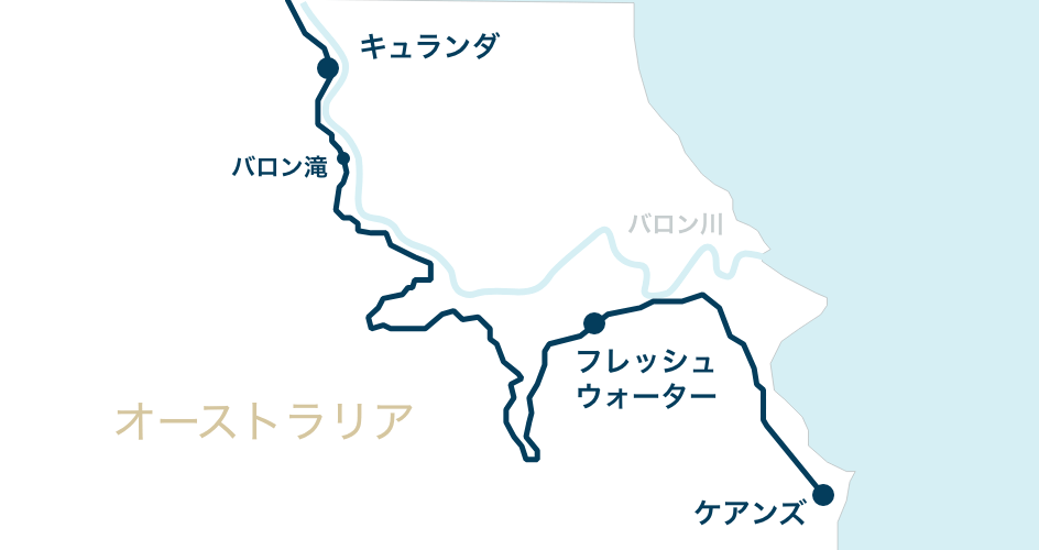 キュランダ鉄道の路線図