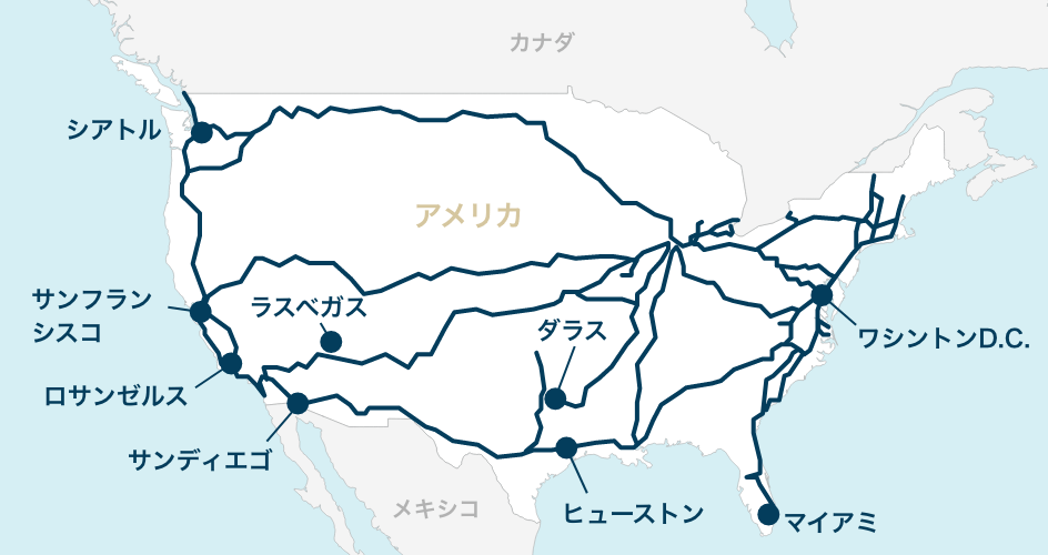 アムトラックの路線図