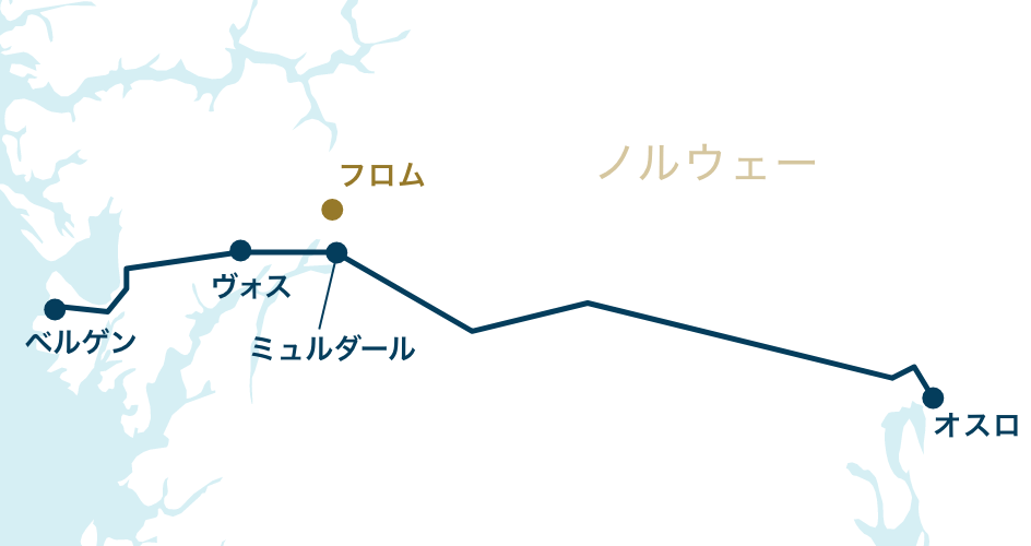 ベルゲン鉄道の路線図