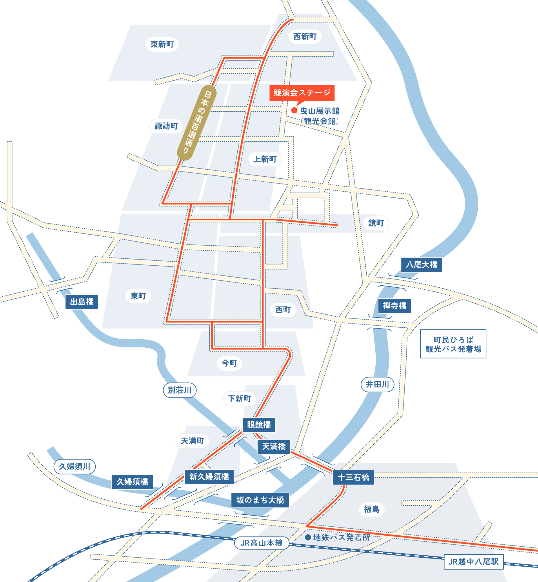 おわら風の盆の開催場所・会場マップ