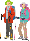 登山をする男女のイラスト