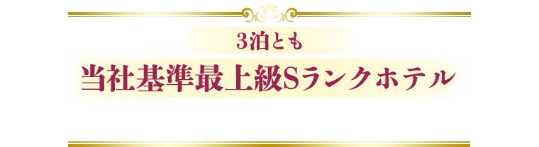 3泊とも当社基準最上級Sランクホテルにご宿泊!