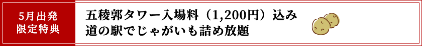 5月出発限定特典 五稜郭タワー入場料（1,200円）込み道の駅でじゃがいも詰め放題