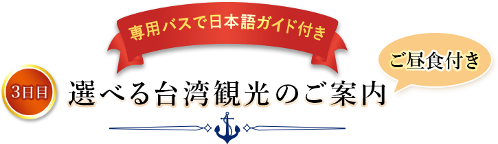 専用バスで日本語ガイド付き 3日目 選べる台湾観光のご案内(昼食付き)