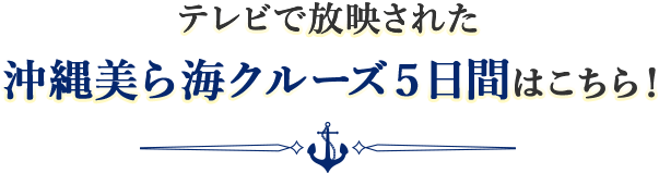 テレビで放映された沖縄美ら海クルーズ5日間はこちら!