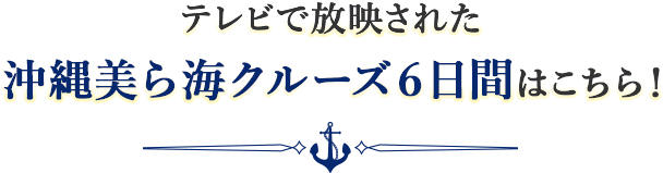 テレビで放映された沖縄美ら海クルーズ6日間はこちら!