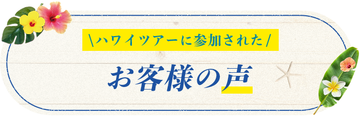 ハワイツアーに参加されたお客様の声