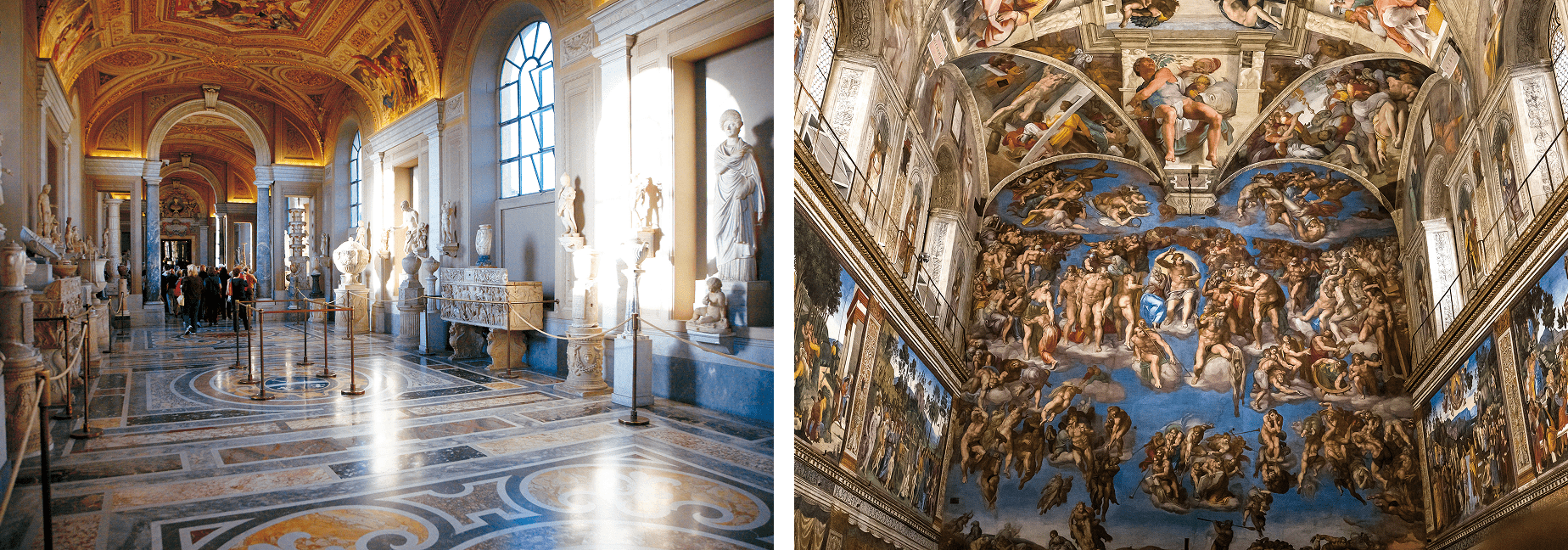 バチカン美術館（バチカン市国）の館内写真と『最後の審判』