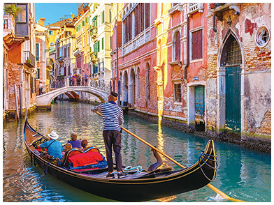 ベネチアの運河をめぐるゴンドラ遊覧観光付