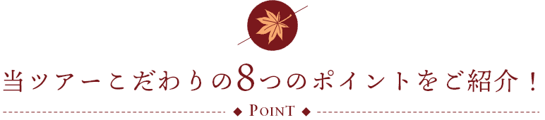 当ツアーこだわりの8つのポイントをご紹介！ Point