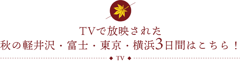 TVで放映された秋の軽井沢・富士・東京・横浜3日間はこちら！-TV-