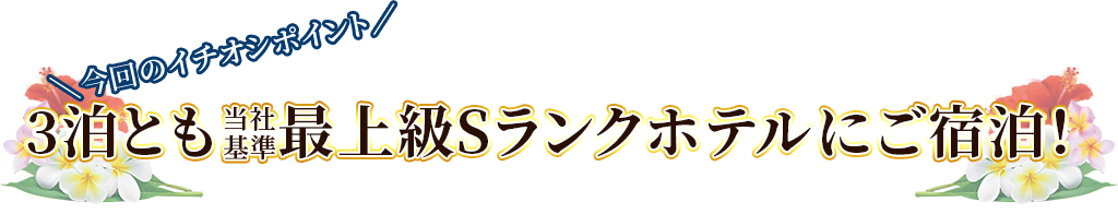 3泊とも最上級Sランクホテルをご紹介！