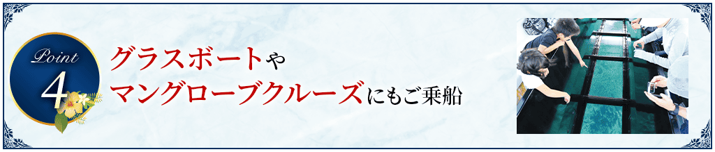 Point4 グラスボートやマングローブクルーズにもご乗船