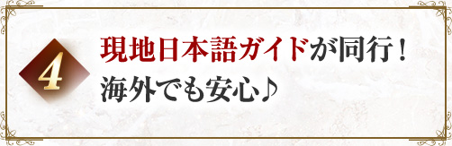 4 現地日本語ガイドが同行!海外でも安心♪