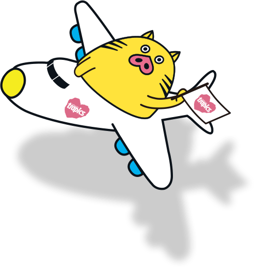 飛行機に乗るトラピッグのイラスト