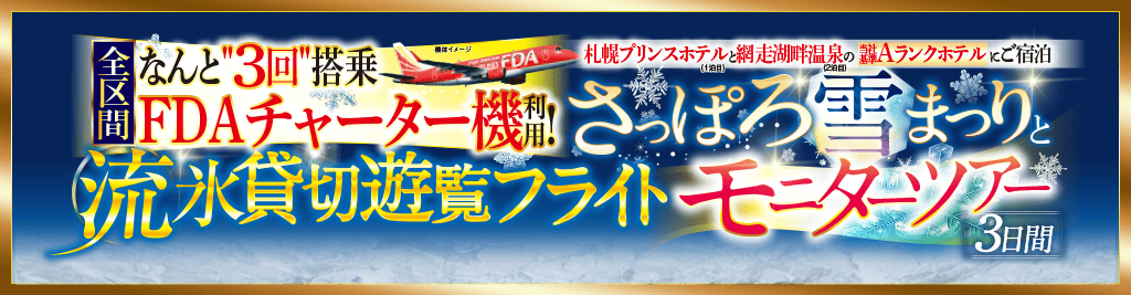 さっぽろ雪まつりと流氷貸切遊覧フライト モニターツアー3日間
