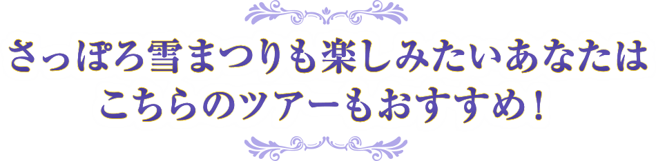 さっぽろ雪まつりも楽しみたいあなたはこちらのツアーもおすすめ!