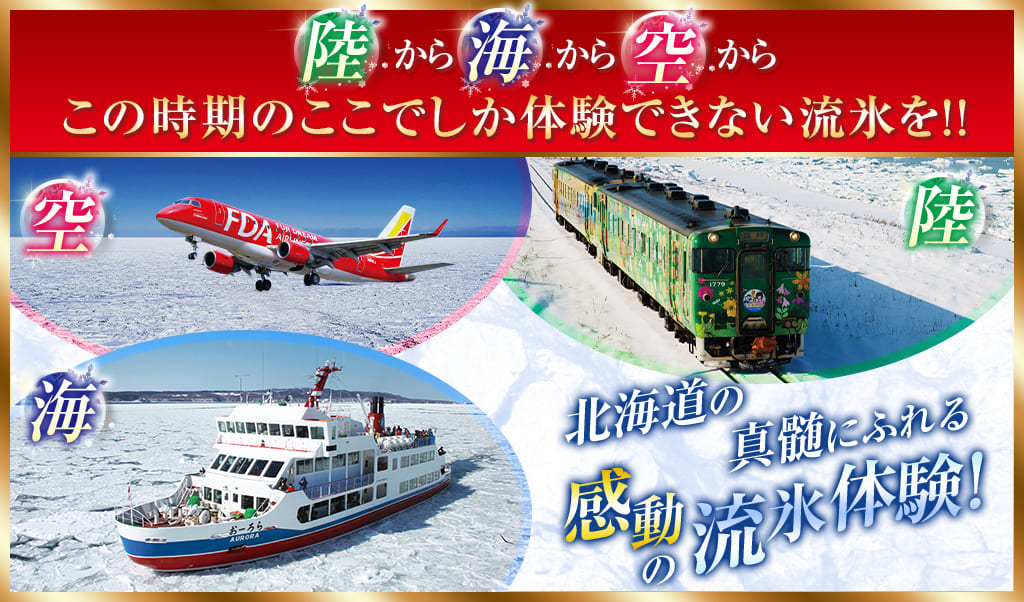 陸から海から空から この時期のここでしか体験できない流氷を!!