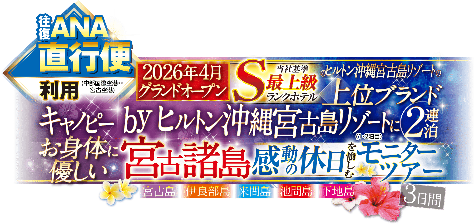 【阪急　宮古　感動の休日】名古屋発　お身体に優しい宮古諸島 感動の休日を愉しむモニターツアー 3日間（51224）