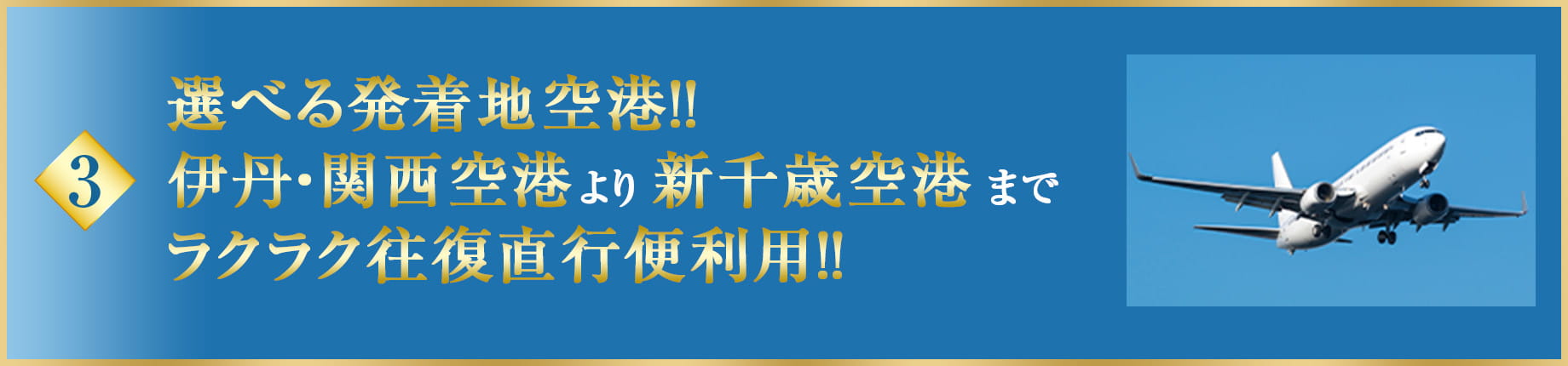 ポイント3 選べる発着地空港
