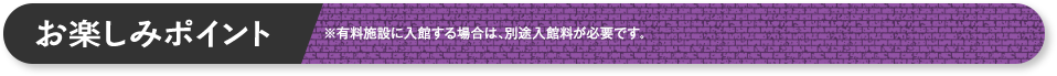 お楽しみポイント ※有料施設に入館する場合は、別途入館料が必要です。