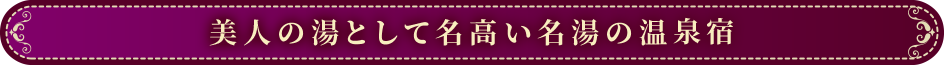 美人の湯として名高い名湯の温泉宿