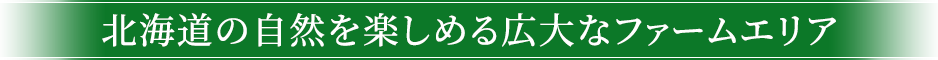 北海道の自然を楽しめる広大なファームエリア