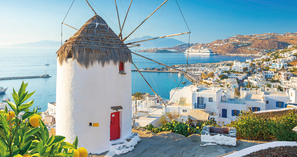 ミコノス島　街並み　風車