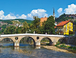 セルビア モンテネグロ ボスニア・ヘルツェゴビナ アルバニア マケドニア｜サラエボの町 ラテン橋